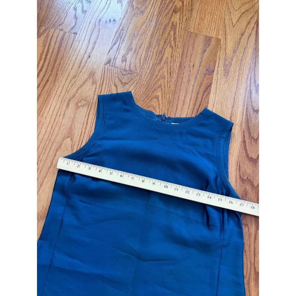 Tory Burch Teal Blue 100% Silk Sleeveless Shell Top Blouse Size 4 Zipper‎ Back